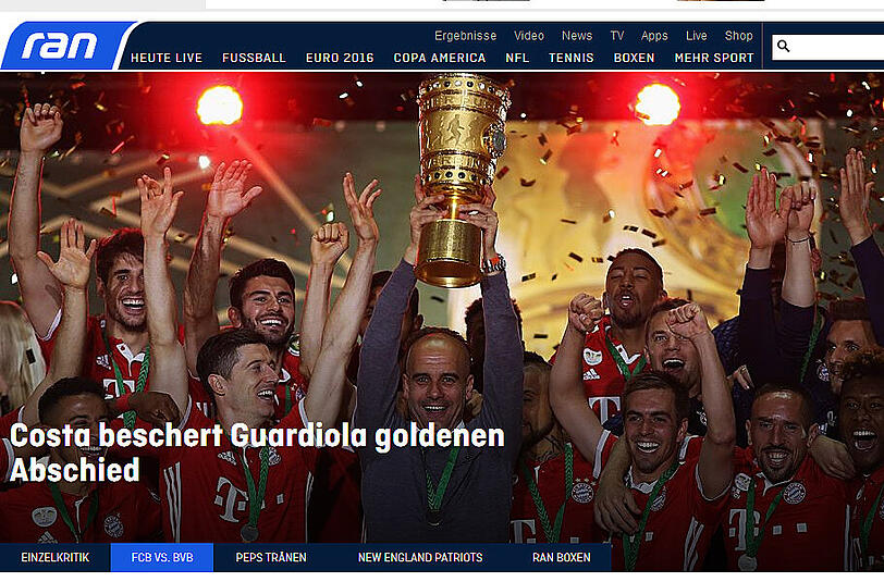 Auch bei den Kollegen von ran dreht es sich am Sonnta um den Titel-Abschied von Pep.