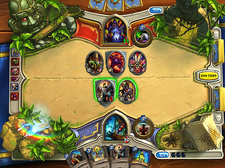 Eine typische Spielszene aus Blizzards Free-to-Play-Game "Hearthstone"