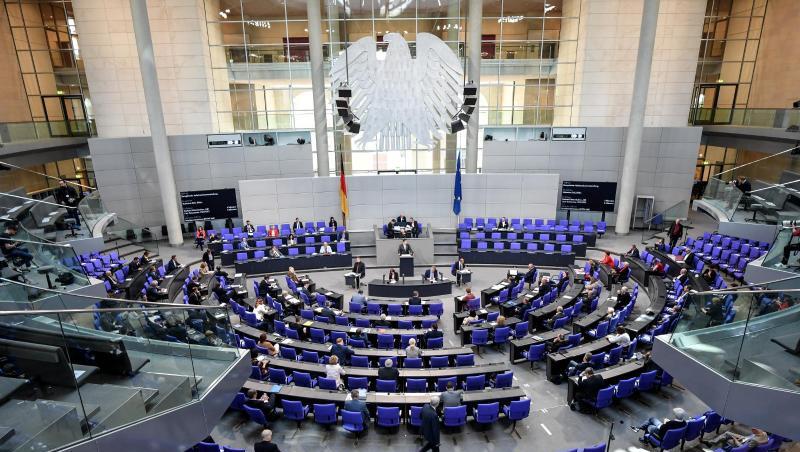 Blick in den Bundestag in Berlin. Blick in den Bundestag in Berlin.