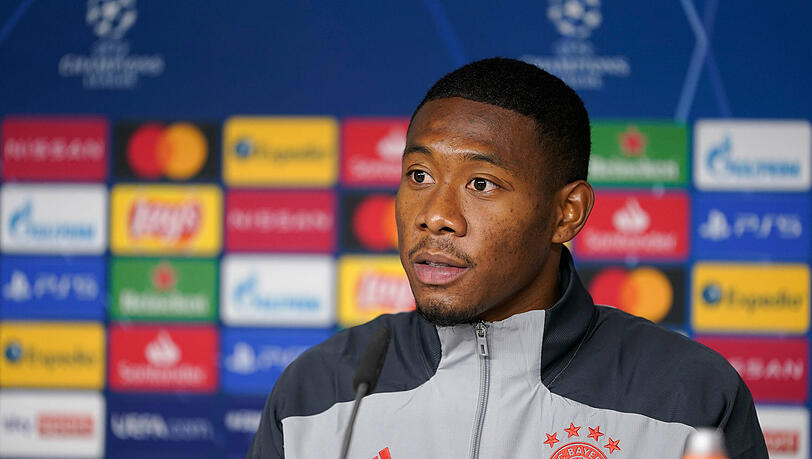 David Alaba bei der Pressekonferenz, auf der er die Bayern-Führung kritisierte.