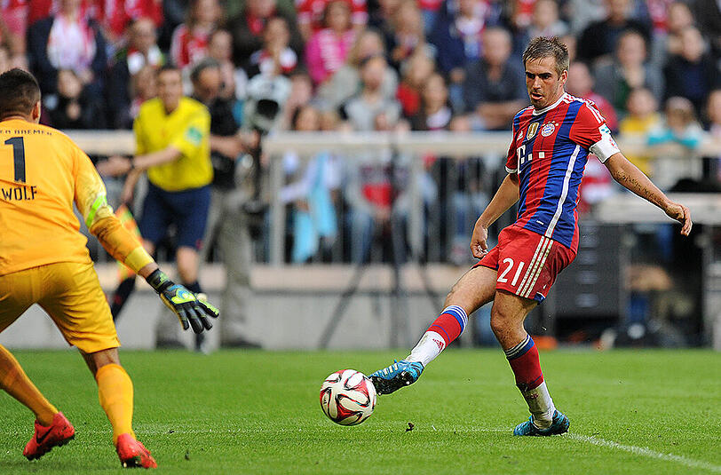 Philipp Lahm erzielte gegen Bremen seinen ersten Bundesliga-Doppelpack.