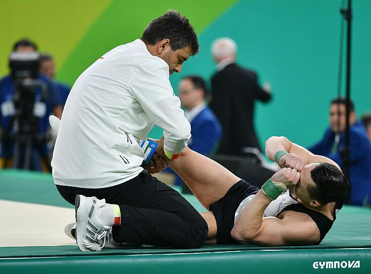 Trotz eines Kreuzbandrisses hat Andreas Toba weitergeturnt. Die Bilder aus Rio.