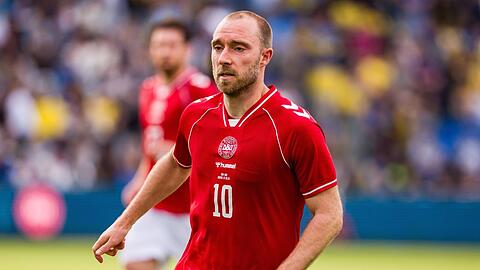 Christian Eriksen beim L&auml;nderspiel gegen die Ukraine am 7. Juni 2026.