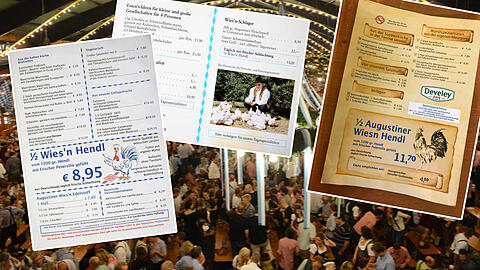 Alte Speisekarten dokumentieren den enormen Preisanstieg bei Speisen und Getränken auf dem Oktoberfest.