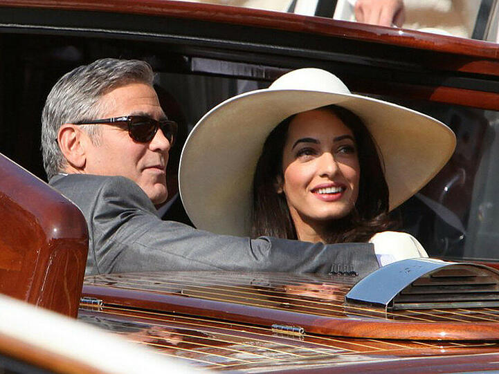 George und Amal Clooney während ihrer Hochzeitsfeierlichkeiten in Venedig