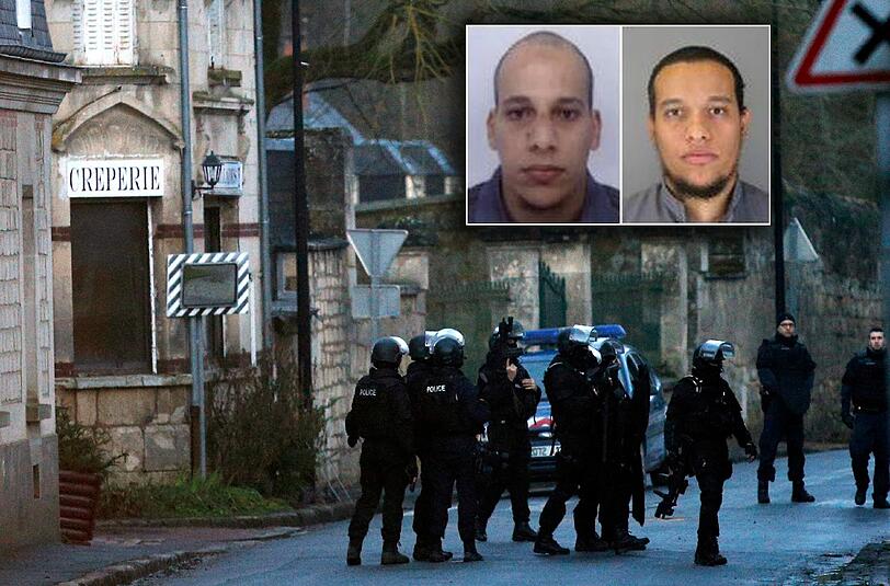 Die als Haupttäter verdächtigten Brüder Chérif (32) und Said K. (34) stammen aus Paris und haben die französische Staatsbürgerschaft. Sie waren nach Angaben des Pariser Innenministers Bernard Cazeneuve überwacht worden. Ein Terrorverdacht lag nicht vor. Foto: French Police