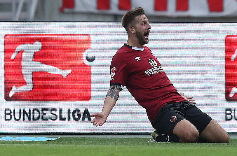 Hat derzeit einiges zu feiern: Nürnbergs Stürmer Guido Burgstaller.
