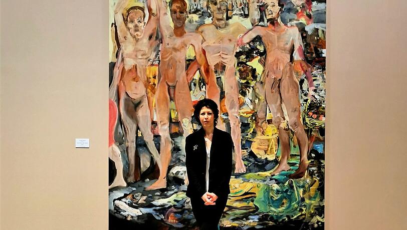 Zeigt her Eure Körper und geniert euch nicht, wenn die eine oder andere Partie an Maler wie Edouard Manet, Willem de Kooning, Marlene Dumas oder sonstwen erinnert, scheint die schüchtern posierende Cecily Brown ihrem Personal von "Straw Hat with Nudes" von 2021 zuzuraunen.