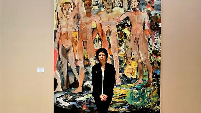 Zeigt her Eure Körper und geniert euch nicht, wenn die eine oder andere Partie an Maler wie Edouard Manet, Willem de Kooning, Marlene Dumas oder sonstwen erinnert, scheint die schüchtern posierende Cecily Brown ihrem Personal von "Straw Hat with Nudes" von 2021 zuzuraunen.