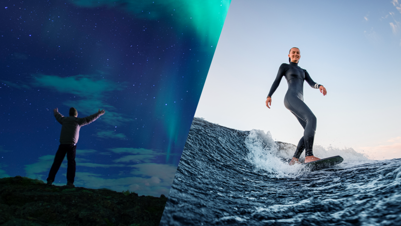 Ins Staunen kommen oder bestaunen lassen? Erleben Sie die Nordlichter Islands oder reiten Sie die Wellen Mexikos. Ins Staunen kommen oder bestaunen lassen? Erleben Sie die Nordlichter Islands oder reiten Sie die Wellen Mexikos.
