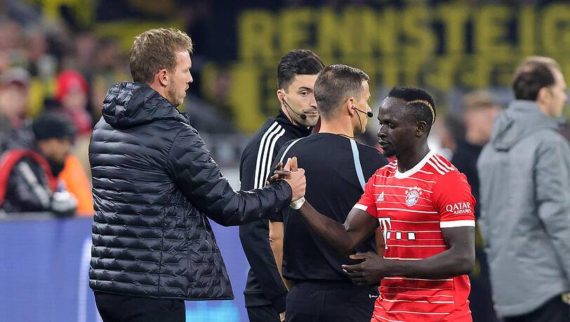 "Wenn alles top, top läuft, kann es sein, dass er gegen Paris wieder spielen kann", sagt Julian Nagelsmann (l.) über Mané.