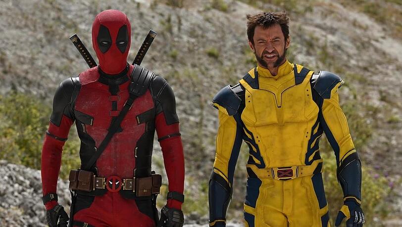 Hugh Jackman (r.) als Wolverine auf dem ersten Bild zu "Deadpool 3".