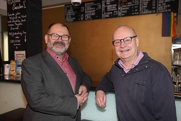 Andreas Unterforsthuber (l.) und Frank Ludwig blicken zum 40. Sub-Geburtstag gemeinsam in die Vergangenheit.