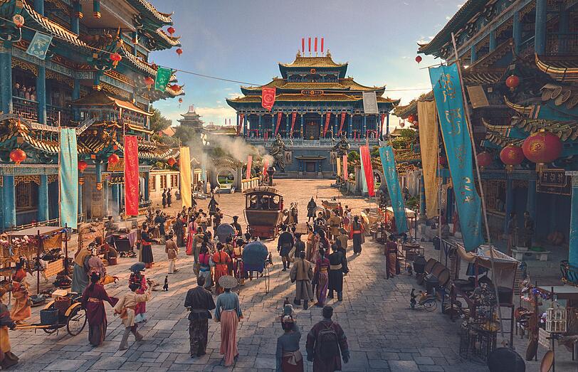 Das an das alte China erinnernde Mandala wurde in den Filmstudios Babelsberg prächtig und detailverliebt in Szene gesetzt. Das an das alte China erinnernde Mandala wurde in den Filmstudios Babelsberg prächtig und detailverliebt in Szene gesetzt.