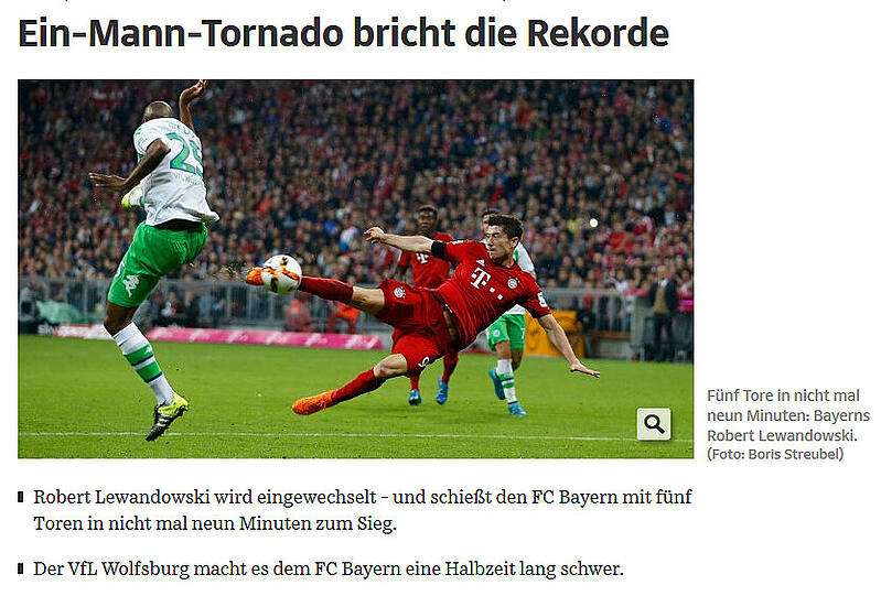 Die Rekordjagd des "Ein-Mann-Tornados" steht bei der Süddeutschen Zeitung in der Zeile.