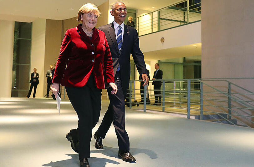 Zum letzten Mal als US-Präsident zu Besuch bei der Kanzlerin: Barack Obama.