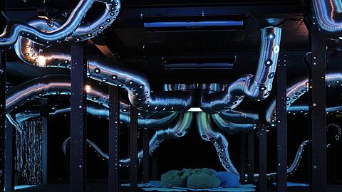 Die Unterwasserinstallation auf der Unterbühne der Kammerspiele.