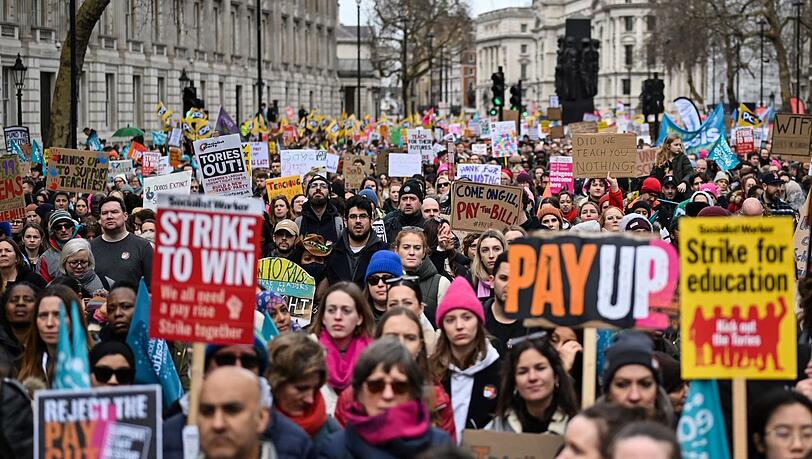 Protestierende Lehrer in London. Protestierende Lehrer in London.
