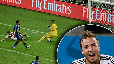 Deutschland ist Weltmeister! Hier erzielt Mario Götze das entscheidende Tor in der 113. Minute!