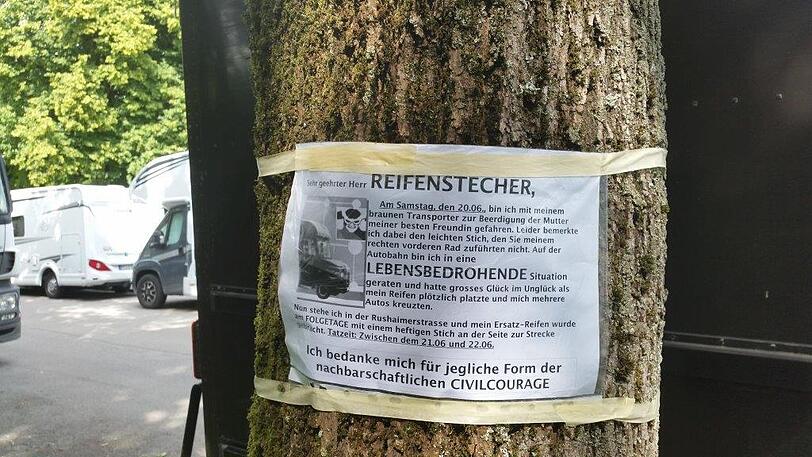 Die Nachricht an den unbekannten Reifenstecher.