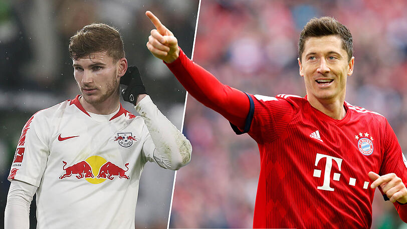 Am Sonntag kommt es zum Duell der Superknipser: Timo Werner gegen Robert Lewandowski.