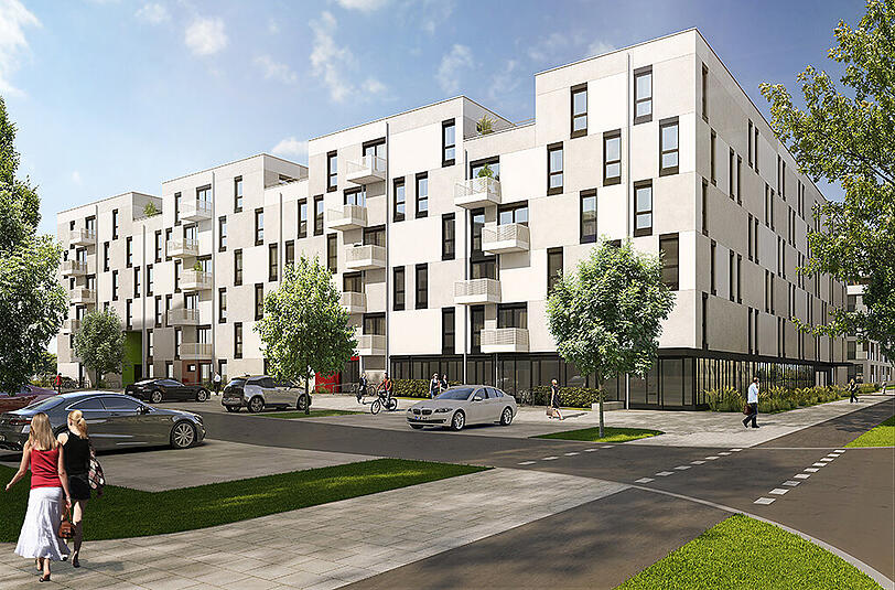 So soll er mal aussehen: Der GEWOFAG-Neubau an der Arnulfstraße.