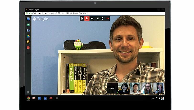 Google bietet mit Hangouts eine kostenlose Software für virtuelle Meetings. Google bietet mit Hangouts eine kostenlose Software für virtuelle Meetings.