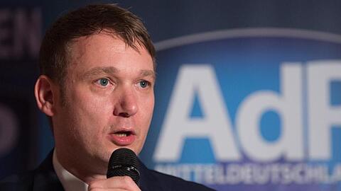 Andre Poggenburg, der frühere Landesvorsitzende der AfD in Sachsen-Anhalt, beim Neujahrsempfang seiner neuen Partei AdP (Aufbruch deutscher Patrioten).