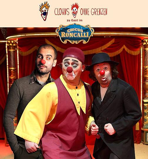 Pep Guardiola (links) als Clown