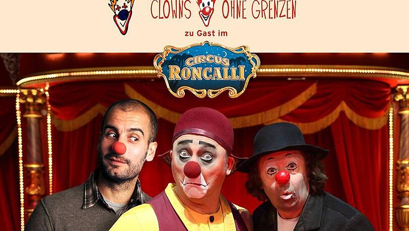 Pep Guardiola (links) als Clown Pep Guardiola (links) als Clown