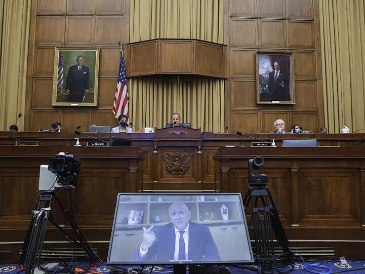 Jeff Bezos, Gründer von Amazon, spricht via Videokonferenz bei einer Anhörung im US-Kongress.
