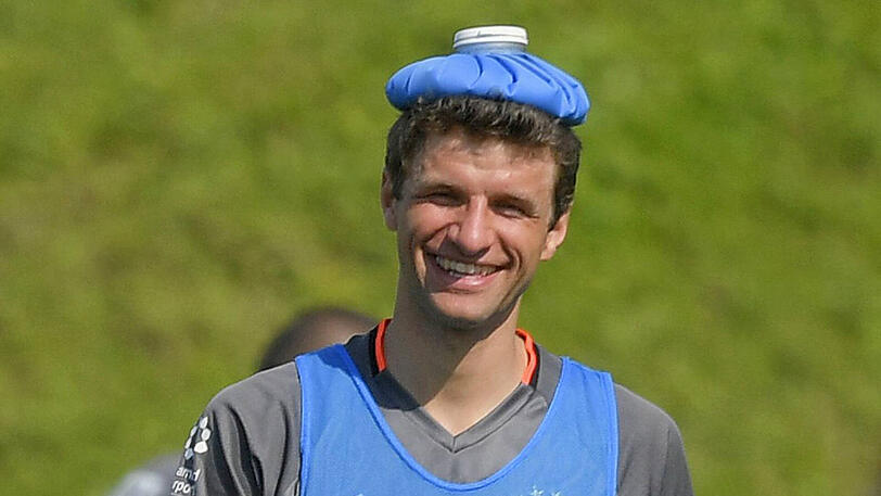 Immer für einen Spaß zu haben: Ein gut gelaunter Thomas Müller im Bayern-Trainingslager in Doha.