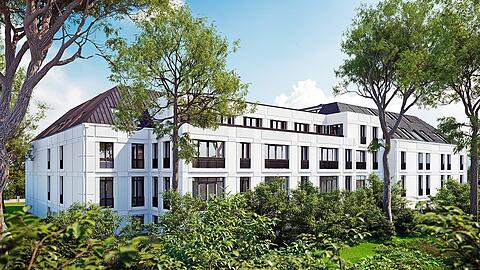 So soll es aussehen, wenn es fertig ist: das Haus mit 53 luxuriösen Seniorenwohnungen in Bogenhausen. Miete: 5000 bis 15 000 Euro.