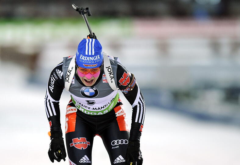 Magdalena Neuner auf ihrer Fahrt zu Gold.