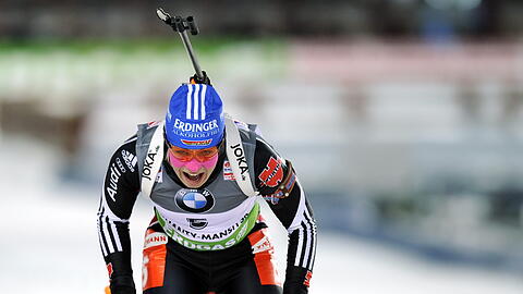 Magdalena Neuner auf ihrer Fahrt zu Gold.