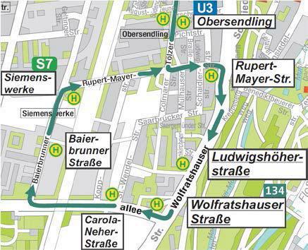 Die StadtBus-Linie 136 fährt ab Montag, 7. Oktober, fahren die Busse von der bisherigen Endhaltestelle
am U-Bahnhof Aidenbachstraße weiter zum Neubauquartier &bdquo;Südseite&ldquo;.