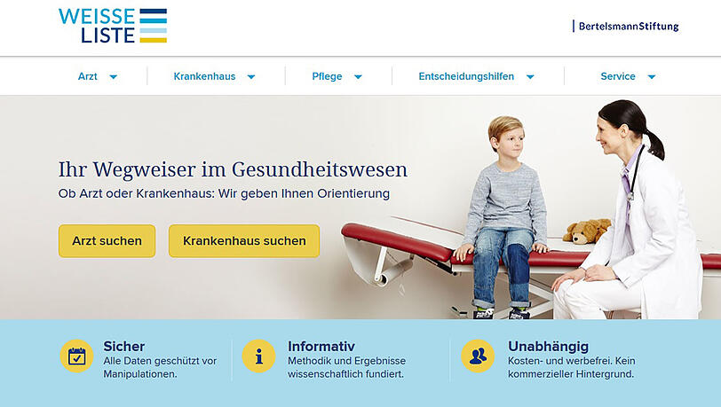 Das Portal "Weisse Liste" hilft bei der Suche. Das Portal "Weisse Liste" hilft bei der Suche.