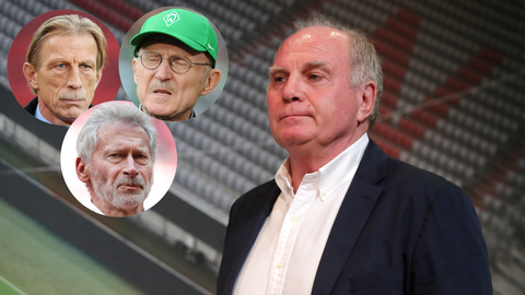 Uli Hoeneß und seine ewigen Widersacher: (von rechts oben) Willi Lemke, Christoph Daum und Paul Breitner