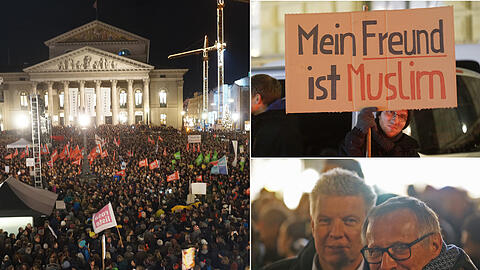 Tausende Münchner setzen gestern ein Zeichen und versammelten sich unter dem Motto &bdquo;Platz Da?! Flüchtlinge sind hier willkommen &ndash; gemeinsam gegen Pegida, Rassismus und Hetze&ldquo; auf dem Max-Joseph-Platz vor der Staatsoper.