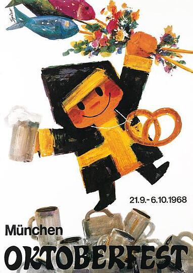 Öfter dabei, immer fröhlich &ndash; das Münchner Kindl: Wiesn-Plakat 1968.