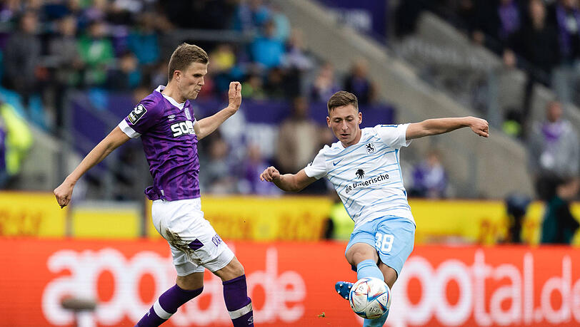 AZ-Note 3: Löwen-Talent Marius Wörl konnte bei seinem Drittliga-Startelf-Debüt in Osnabrück überzeugen - links VfL-Spieler Lukas Kunze.