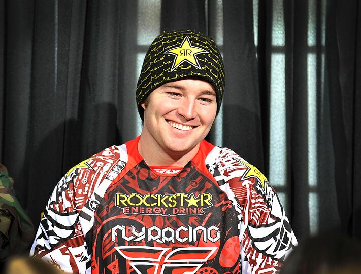 Diese Bild von Caleb Moore ist ein Jahr alt: Er lächelt bei einer X-Games-Presskonferenz.