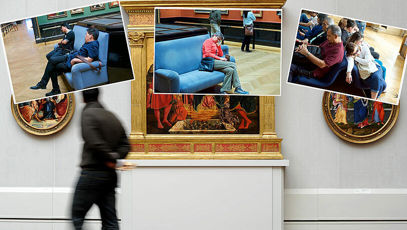 Schlafende Museumsbesucher findet man überall. Schlafende Museumsbesucher findet man überall.