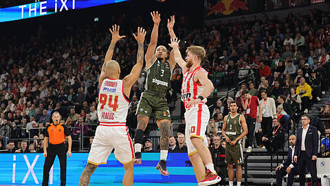 War gegen Olympiakos Piräus nicht zu stoppen: US-Guard Carsen Edwards.