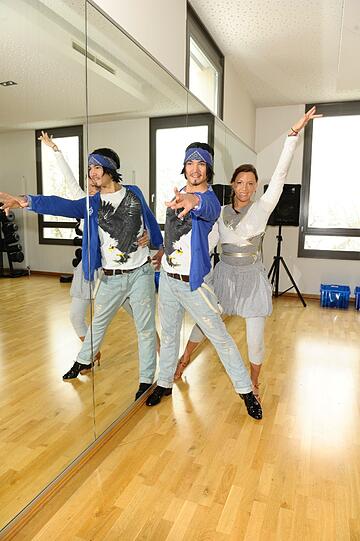 Simone Ballack und Tanzpartner Erich Klann beim Fotoshooting im Tanzzentrum Starnberg.