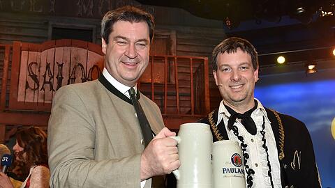 Ministerpräsident Markus Söder und sein Double, der Schauspieler Stephan Zinner
