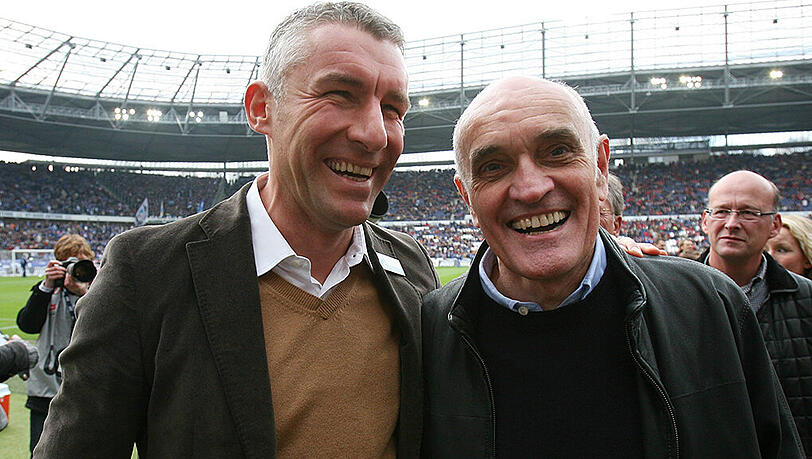 Der 72-jährige Kind (r.) ist Unternehmer und langjähriger Präsident von Hannover 96. Mirko Slomka (l.) trainierte die Niedersachsen von 2010 bis 2013. Der 72-jährige Kind (r.) ist Unternehmer und langjähriger Präsident von Hannover 96. Mirko Slomka (l.) trainierte die Niedersachsen von 2010 bis 2013.
