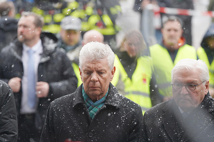 v.l bei Gedenken am Tatort: Oberbürgermeister Dieter Reiter, Bundespräsident Frank-Walter Steinmeier am Freitag, 14.02.2025