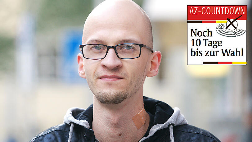 Altenpfleger Daniel Glas (31): "Ich wähle die Linke. Wenn ich schon Protest will, dann mit Verstand. Die Linke bringt langjährige Erfahrung mit sich und Sahra Wagenknecht ist auch als Person vorzeigbar und glaubwürdig &ndash; sie weiß ihren Verstand auch bei unangenehmen Themen einzusetzen."