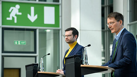 Justizminister Marco Buschmann (l.) und Gesundheitsminister Karl Lauterbach.